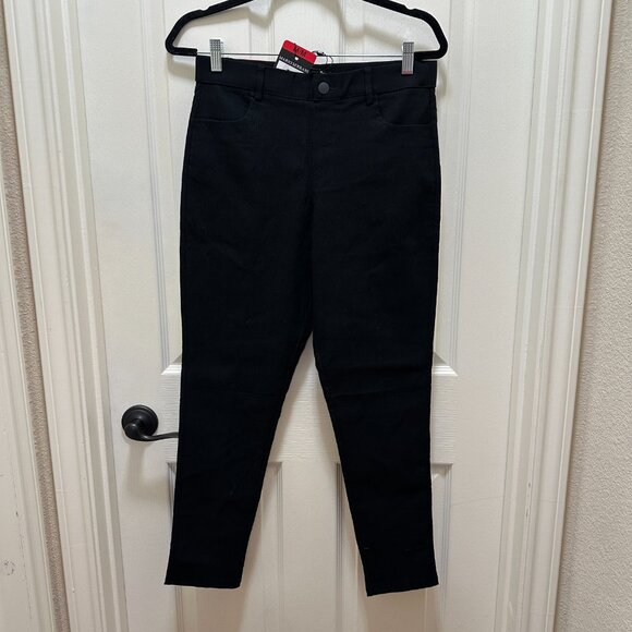 New Mario Serrani Women's Textured Pull On Pant Size M Black Tummy Control - Picture 2 of 14